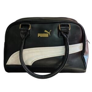 VTG 90s Y2K PUMA Purse Handbag Duffle Black / White Logo Travel Gym Bag Bowling